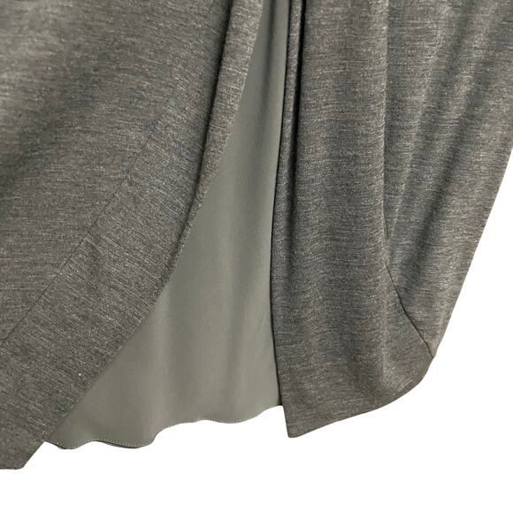 Brunello Cucinelli Wool Blend V Neck Gathered Layered Dress Dark Gray Size Small - Picture 2 of 7